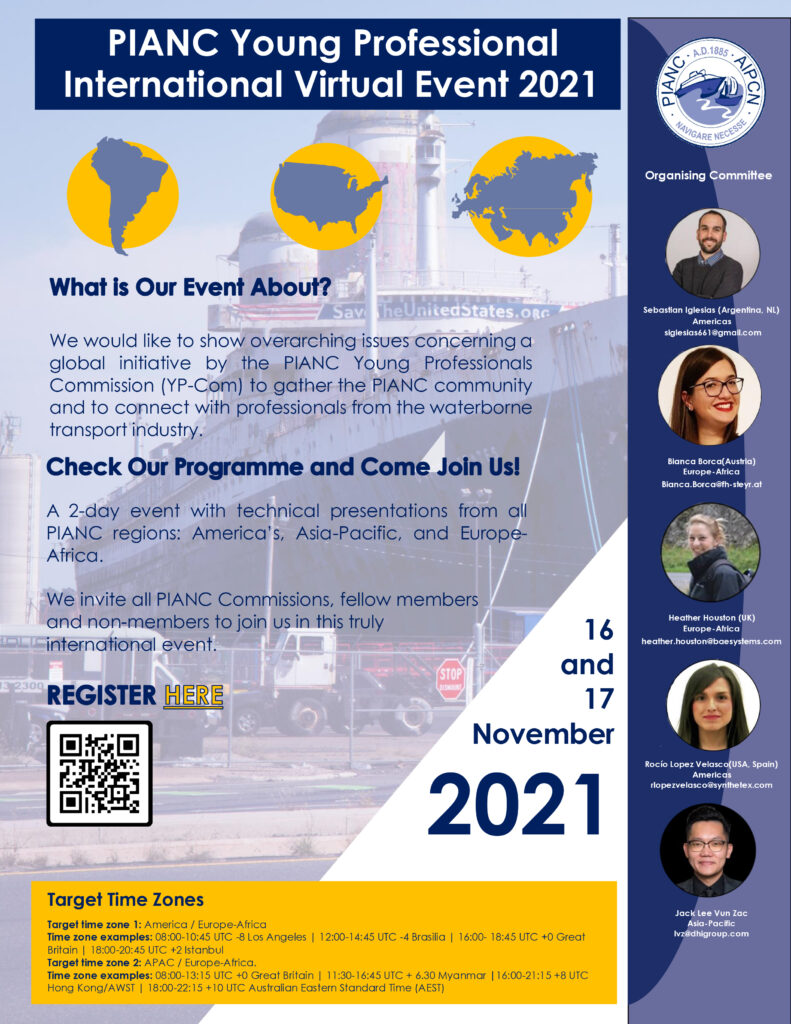Flyer PIANC Young Professional Internation Virtual Event 2021